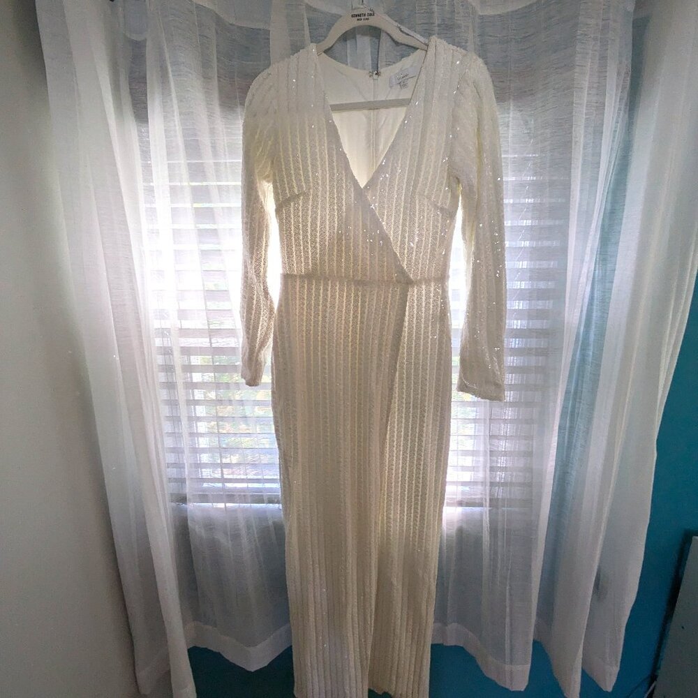 Lulu's Sequin White Maxi Dress
